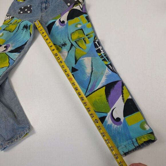 Vintage NO! Jeans 90s Patchwork Abstract Denim Pants Rare Distressed Jeans 28x27 - Picture 10 of 14